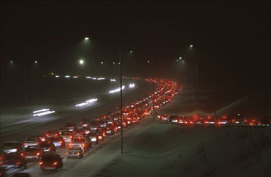 交通,夜晚,冬天