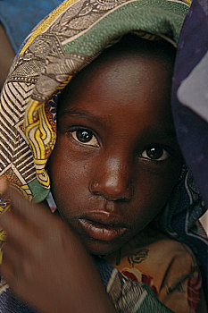 苏丹人,女孩,保健院,露营,人,近郊,西部,达尔富尔,苏丹,十一月,2004年