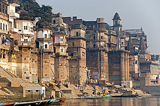 城市,风景,神圣,楼梯,恒河,瓦腊纳西,北方邦,印度,亚洲