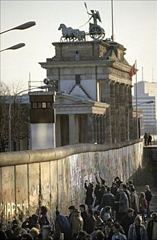柏林墙,人,凿刻,墙壁,勃兰登堡门,柏林,德国
