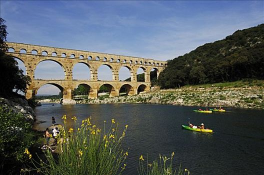 水道,加尔桥,皮划艇手,普罗旺斯,法国,欧洲