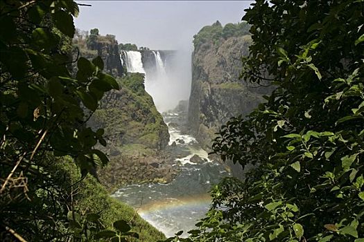 维多利亚瀑布,彩虹,津巴布韦,赞比西河,赞比亚,非洲