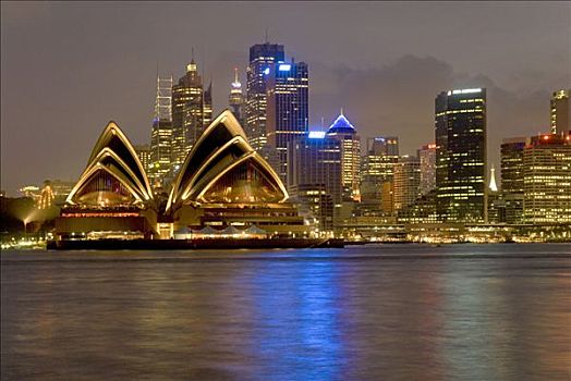 城市风光,悉尼歌剧院,夜晚,悉尼港,港口,世界,悉尼,新南威尔士,澳大利亚