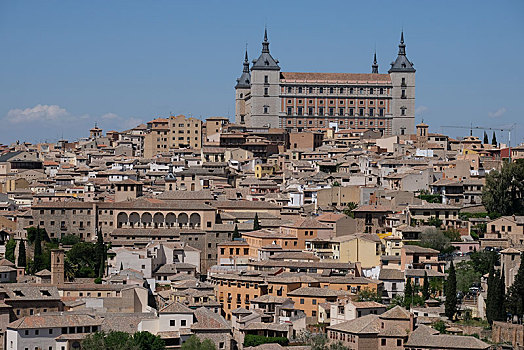 风景,城堡,老城,托莱多,卡斯蒂利亚,拉曼查,西班牙,欧洲