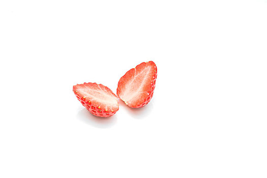 切开的,草莓,白色,背景