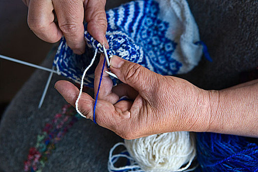 老年,女人,编织品