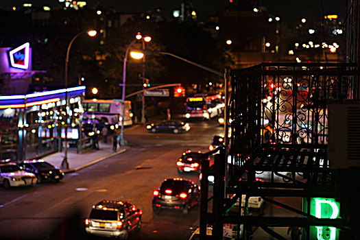 城市街道,场景,夜晚,威廉斯堡,布鲁克林,美国