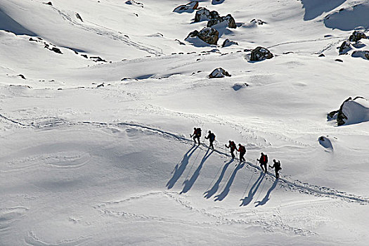 冬季风景,登山者,山脉,奥地利,欧洲