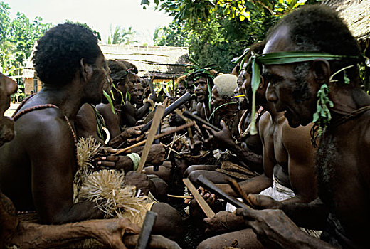 所罗门群岛,部族,男性,带,演奏,传统,木质,器具
