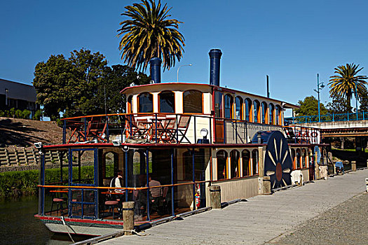 河,皇后,桨轮船,河边,公园,布伦海姆,马尔伯勒,南岛,新西兰
