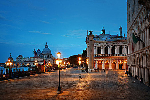 广场,夜晚,历史,建筑,圣马利亚,行礼,教堂,意大利