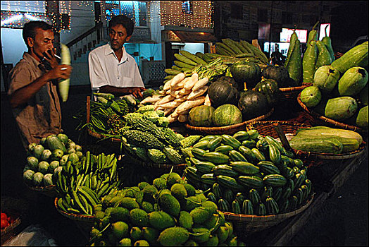 蔬菜,店,集市,城市,孟加拉,七月,2008年