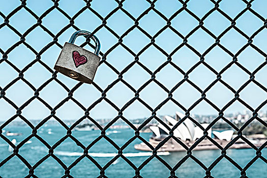 爱情,挂锁,悉尼海港大桥,悉尼,新南威尔士,澳大利亚