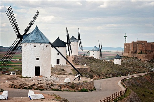 风景,风车,康斯艾格拉,西班牙