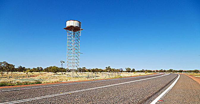 澳大利亚,概念,遥远,内陆地区,沥青,线条,水箱