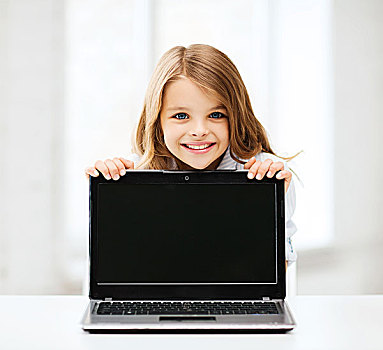 教育,学校,科技,互联网,概念,小,学生,女孩,展示,笔记本电脑,电脑