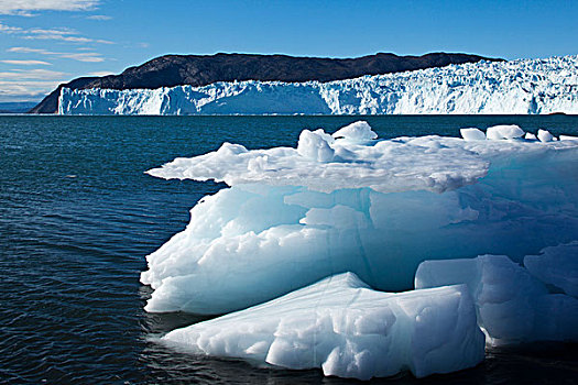 格陵兰,伊路利萨特,冰山,冰河,海滨,退潮,迪斯科湾,夏天,下午