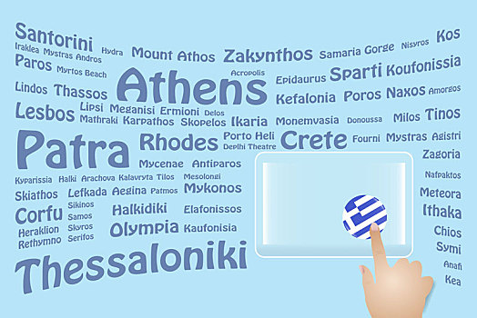 希腊,旅行,触摸屏
