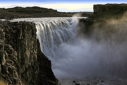 日落,黛提瀑布,瀑布,冰岛