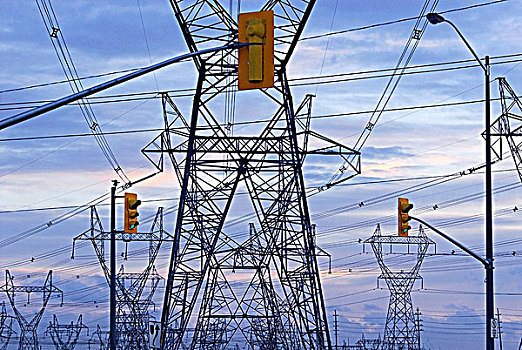高压电塔,线条,安大略省,加拿大
