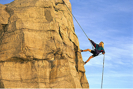 女人,攀岩,靠近,卡尔加里,艾伯塔省,加拿大