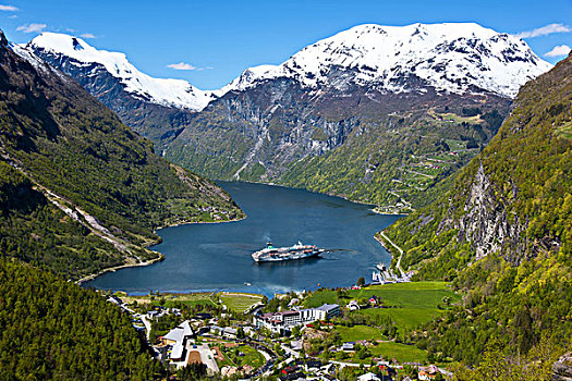 游船,峡湾,山,挪威,欧洲