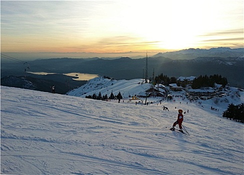 年轻,滑雪,斜坡,阿尔卑斯山,意大利