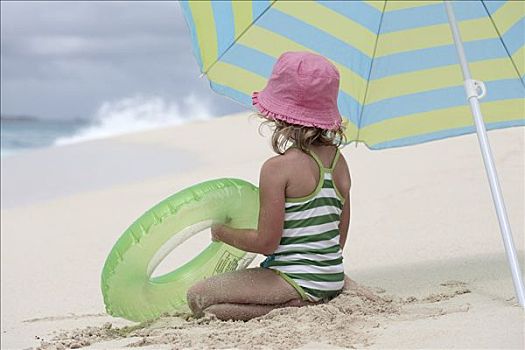 小女孩,玩,海滩,天堂岛,巴哈马