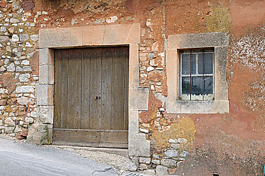法国,沃克吕兹省,鲁西永,老,木门,窗户