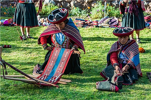 女人,编织,秘鲁人,安第斯山,库斯科市,秘鲁