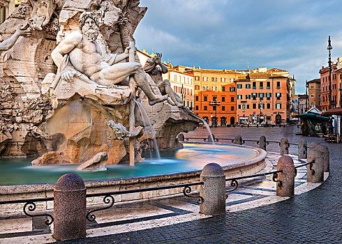 喷泉,纳沃纳广场,欧洲,意大利,拉齐奥,罗马