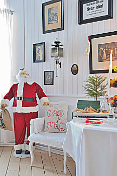 圣诞老人,雕塑,瑞典,喜庆,问候,扶手椅,老,墙壁