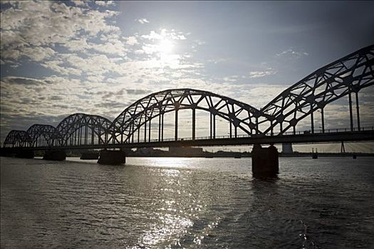铁路桥,道加瓦河,河,里加,地区,拉脱维亚