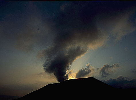 云,烟,灰尘,喷发,火山,岛屿,埃奥利群岛