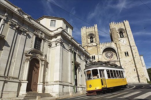 里斯本,大教堂,有轨电车,葡萄牙