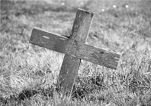 木质,十字架,标记,墓地