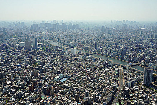 航拍,城市,天空,晴天,东京,日本