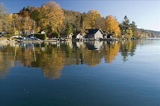 捕鱼,小屋,施塔恩贝格湖,巴伐利亚,德国