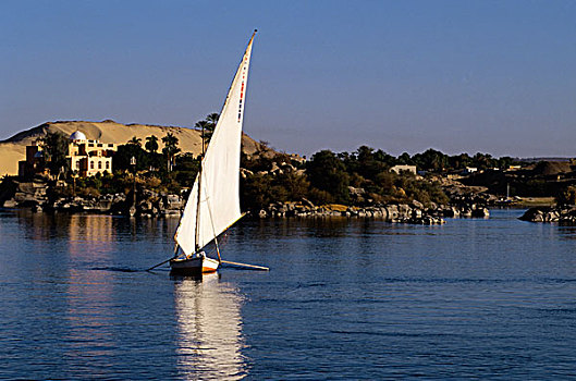 埃及,阿斯旺,尼罗河,三桅帆船