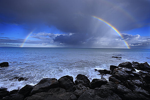 彩虹,上方,海洋,海岸,毛伊岛,夏威夷,美国