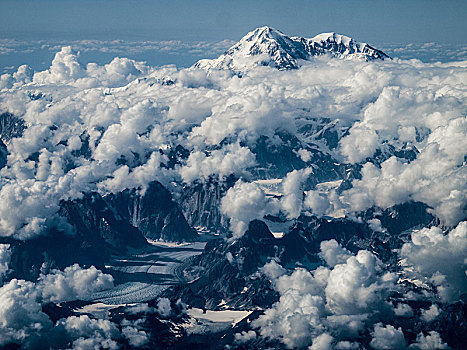 风景,接近,安克里奇,机场,麦金利山,德纳里峰,冰河,阿拉斯加,美国,北美