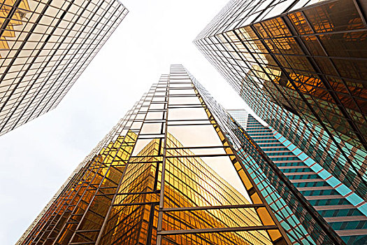 现代,玻璃,剪影,摩天大楼,城市