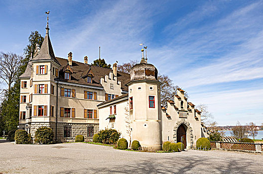 城堡,克鲁泽林根,风景,康士坦茨湖,瑟尔高,瑞士,欧洲