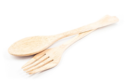 木勺,叉子,白色背景,背景