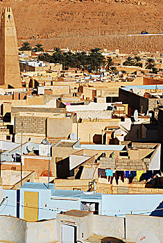 algeria,ben,isguen,elevated,view,of,old,houses,in,village
