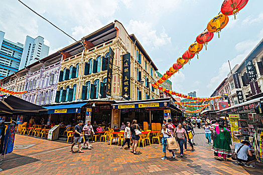 彩色,灯笼,步行街,唐人街,新加坡,亚洲