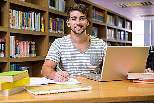学生,学习,图书馆,笔记本电脑
