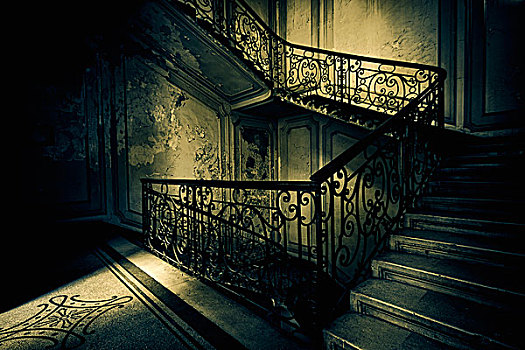 楼梯,老建筑,生动,亮光