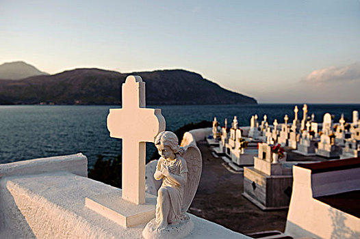 墓地,喀帕苏斯岛,爱琴海岛屿,多德卡尼斯群岛,爱琴海,希腊,欧洲