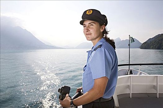 船长,乘客,船,琉森湖,瑞士,欧洲